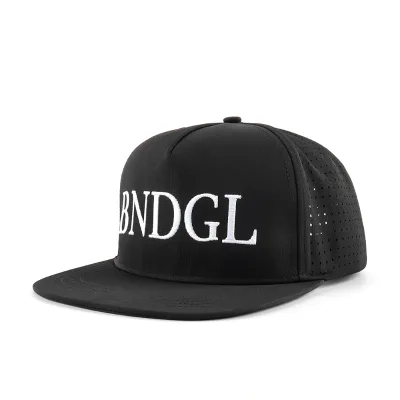 BSCI OEM Custom Men Women's Luxury 5-Panel Golf Snapback Cap Quick Dry Embroidery Logo Laser Cut Drilled Outdoor Performance