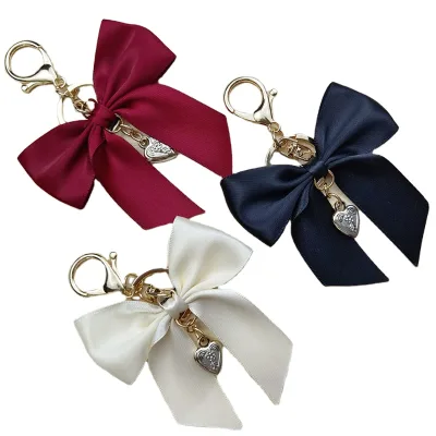 Luxury Custom Cheer Bow Keychain Fashion Cute Handbag Bag Charm Pendant Keychain Handmade Cheer Bow Key Rings Heart Accessories