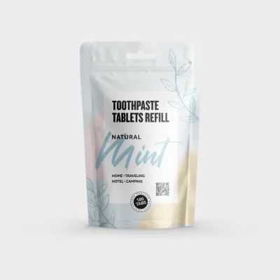 Zero Waste Herbal Toothpaste Tablets with Fluoride for Teeth Whitening & Anti-Cavity Travel Size All Natural