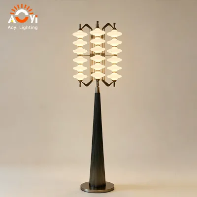 Stacked Gourd Floor Lamp Glass Mid-century Style for Hotel Lobby Villa Living Room