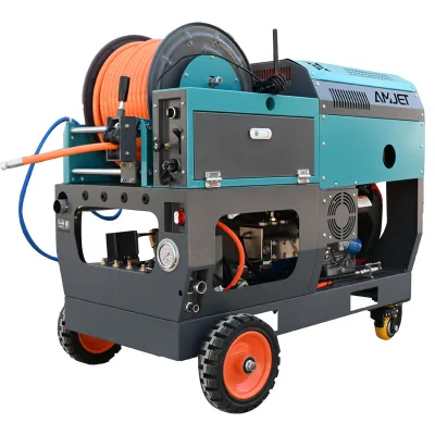 3600psi30lpm High Pressure Sewer Jetter Gasoline Adjustable Pressure Hose Reel Sewer Cleaning Machine for Municipal Pipes