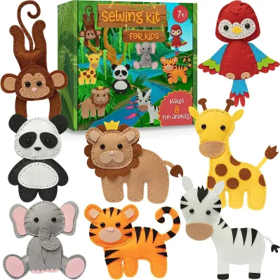 Customizable Zoo Zoological Park Animals Sewing Kit - Creative DIy Craft Plush Making Kit for Kids