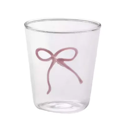Wholesale Custom Creative Bow Europe Style Transparent Glass Girl's Heart pink Coffee Mug GB Brand Jiangsu Origin Business Gift