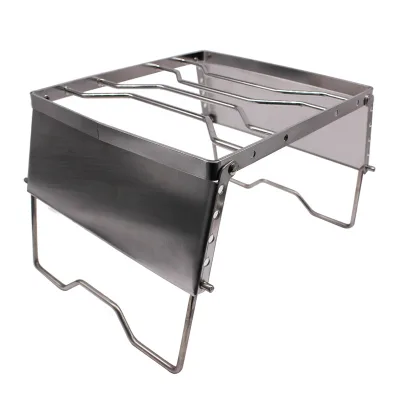 Adjustable Height Portable 304 Stainless Steel Camp Grill Grate Heavy Duty with Carrying Case for Camping & Hiking