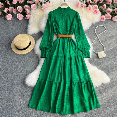 Cotton Plain Color Lace Ladies Long Dress