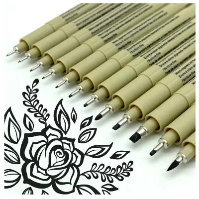 Non Toxic Architect Waterproof Pigment Ink Fineliner Liner Black Micro-Pen Point for Writing and Drawing Fine Tip Marker Pen