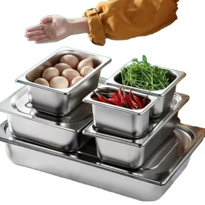 Professional QUEENWINS Silver Stainless Steel Polycarbonate Buffet Food Container Lid Full Size GN Pan Light-weight Wide