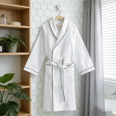 Luxury Hotel Bathrobe Men Wholesale Terry Cotton Shawl Collar 200-600GSM White Custom Logo OEM 3-5 Star Spa Eco-Friendly Knitted