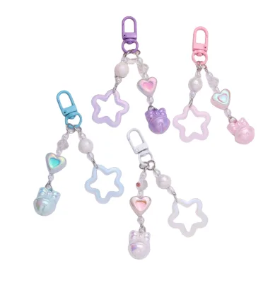 Hollow Pentagram Y2k Star Keychain Bell Pendant Cute Charm Key Ring Handbag Lanyard Accessories Car Hanging Trinket Key Holder