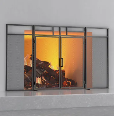 New Arrival Free Sample Modern Style Iron Material Top Selling 3-Panel Vintage French Brass Fireplace Fire Screen