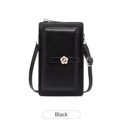 PU Leather Business Touchable Phone Bags for All Phones Adjustable Shoulder Strap Crossbody Mobile Phone Bags for iPhone