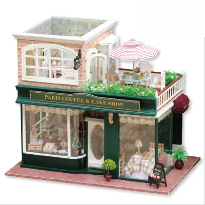 Dollhouse Miniatures DIY Dolls House PARIS COFFEE CAKE SHOP Creative Gifts