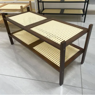 Multi-Functional Foldable Bamboo Shoe Rack Stackable Upright Rattan Storage Rack