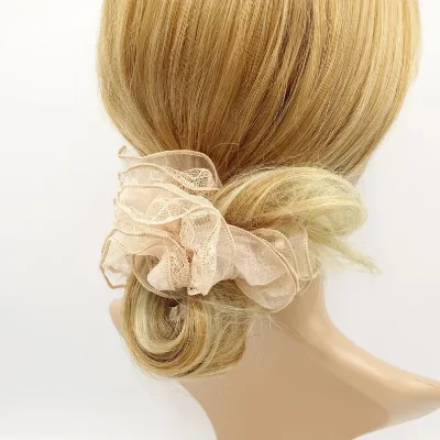 Europe and the United States Lace Organza Layer Scrunchies Double Edge Scrunchies Hair Elastic for Women