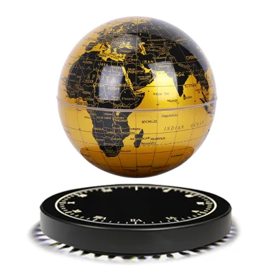 Novelty Retro Round Clock Base 14cm 6 Inch Desk Table Golden English Rotating World Map Magnetic Levitating Floating Globe
