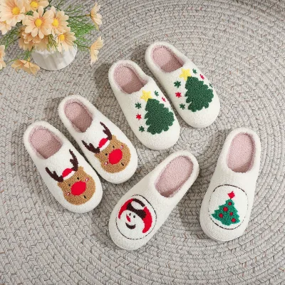 LINDA Christmas Cotton slippers Men's and Women's Home Winter Warm Indoor Plush slippers