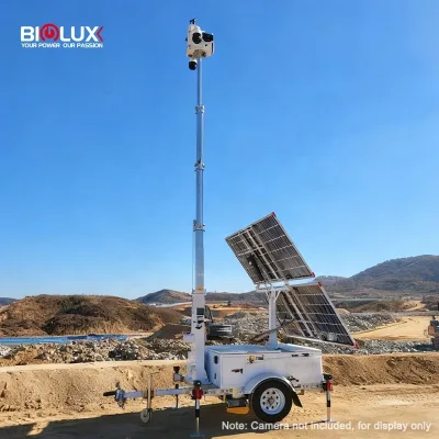 Pro Version Off-Grid Solar Security Trailer Mobile Solar Surveillance Trailer OutDoor Use With 9 Meters Telescopic Mast