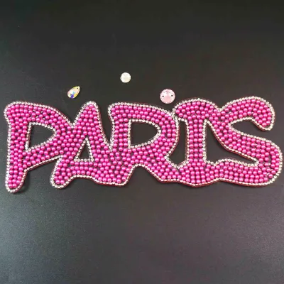Lovely Christmas Decoration pink Color Paris Letter Alphabet OEM ODM Custom Made Rhinestone Patches Wholesale