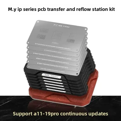YCS A11-A19 Pro Tin Planting Reballing Stencil Kit for IPhone 8-17 Pro Max Motherboard CPU Moving Repair Manual Tools Kit MY-R24