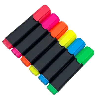 Wholesale Brightly Colored Highlighter Pen Marker Fluorescent Oblique Brush Tip School Office Supply for Painting Drawing