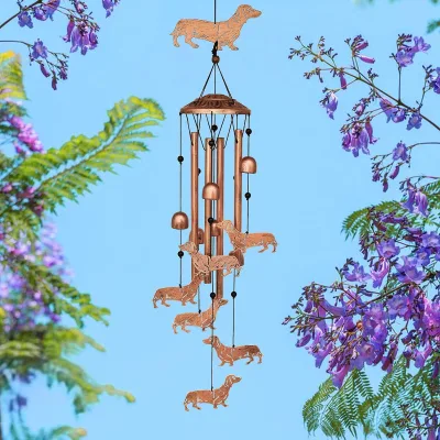 Cross-border Bestseller 34-inch Dachshund Music Aluminum Ring 4-Tube Metal American Style Wind Chime Home Decor Creative Gift