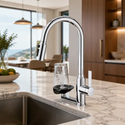 TK Modern Pull-out SUS304 Kitchen Faucet with High Pressure Cup Washer Deck Mounted for Bar Apartment