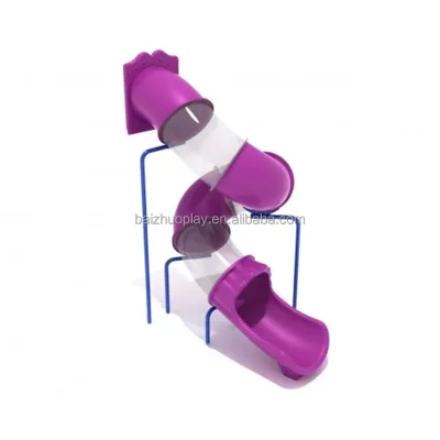 Commercial Custom Spiral Plastic Tubular Slide Children Outdoor Playground Equipment with Transparent Parts Slide for Sale