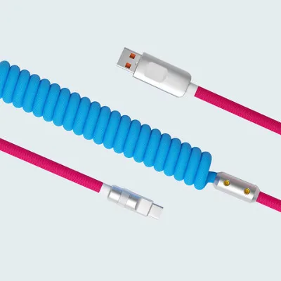 USB A to Type C fast charging Spring telescopic USB Cable