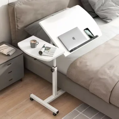 Wholesale MDF Bedside Table Mobile Lift-up Home Bed Desk Sofa Side Table Dormitory Folding Small Table