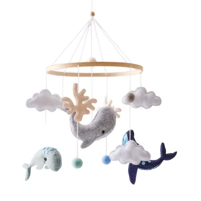 Felt Frame Baby Room Hanging Soft Toy Handmade Animal Rattle Pendant for Infant Crib Decoration