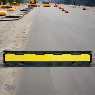 Heavy Duty 10-20 Ton Load Capacity Yellow and Black PVC Cover Speed Ramps 1 Channel Cable Protector Speed Bumps