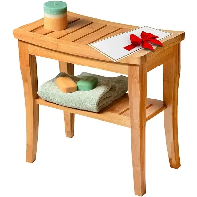 Works in Bathroom Living Room Bedroom Garden Leisure Modern Clear Bamboo Shower Bench Stool