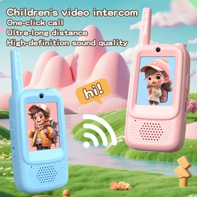 2 Inch Video Walkie Talkies for Kids 2 Pack HD Screen Rechargeable Radio 1500FT Long Range Voice Effects Camera Children's Gift