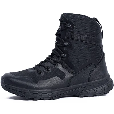 Men's Breathable Upper Training Boots Side Zipper Hiking for Outdoor Training Mountain Climbing Wear Resistant for All Seasons
