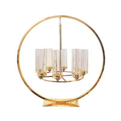 Tall Gold Candle Candelabra for Wedding Table Glass Cup Wedding Decoration Elegant Metallic Centerpiece for Home or Party