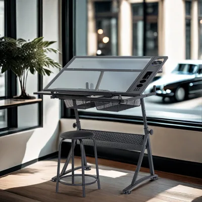 Wholesale Cheap Tilted Art Craft Table Glass Drawing Drafting Desk