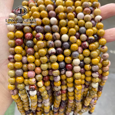 JD Wholesale 4 6 8 10 12 mm Natural Stone Mookaite Mookite Jasper Round Loose Spacer Beads for Jewelry Making