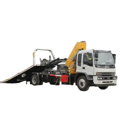 New Isuzu Tow Wrecker Truck 4*2 Platform Wreckers Tow carrier Truck Wrecker With 5ton 6ton Knuckle boom crane