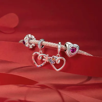 Hot Selling 925 Sterling Silver Personality Niche Punk Zircon Oxidation Puzzle Heart Beaded Luxury Bracelet
