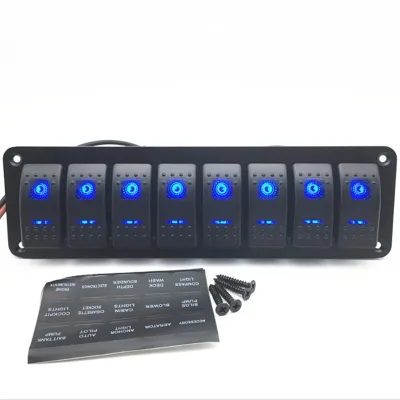 12 24V 8Gang 10A 20A on OFF with LED Lighting Rocker Swith Panel for RVs Boats Yachts Cars