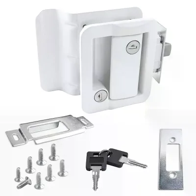 Durable RV Trailer Camper Entry Door Lock Replacement Double Open with Deadbolt Computer Key Door Handle