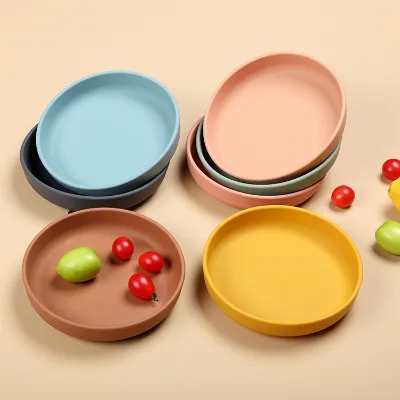 Best Food Grade Bpa Free Kids Round Shaped Toddler Feeding Suction Silicone Baby Plate