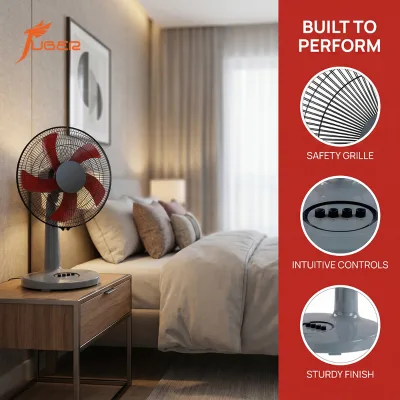 Portable 16 Inch 3/5 Blade Table Fan Adjustable Tilt Pedestal Fans with Stable Round Base for Small Spaces