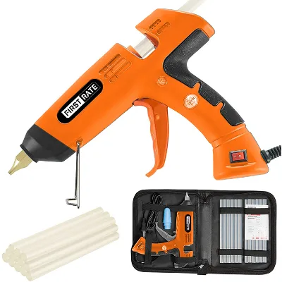 2021 First Rate Hot Melt Glue Gun Kit Full Size 100 Watt with Carry Bag and 12 Pcs Glue Sticks