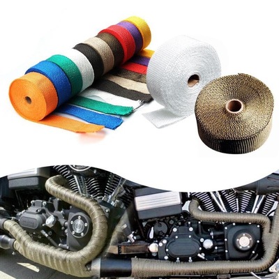 Universal Motorcycle Incombustible Turbo Manifold Heat Exhaust Thermal Wrap Tape Stainless Ties 1.5mm*25mm*5m