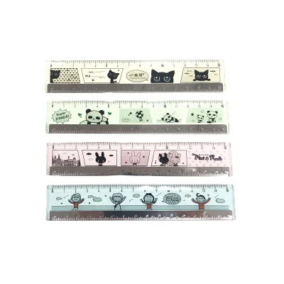 Promotional Creativity Double Scale Color Cartoon Print Metal Material Scale Teaching Ruler for School&office