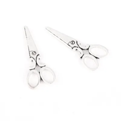20Pcs Antique Sliver Sewing Scissors Charms Making Barber Dressmaker Pendant Necklaces Bangle Jewelry Handcraft 33X14mm