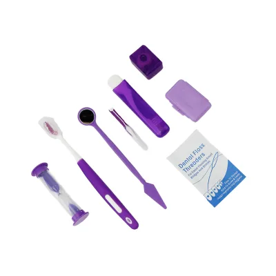 Customized Oral Care 8 Pieces Toothbrush Dental Floss Mouth Mirror Hourglass Dental Orthodontic Kit