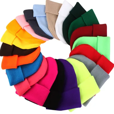 Wholesale Knitted Long Beanie Hats Custom Made Embroidered Acrylic Knitted Cuffed Beanie Hat for Winter