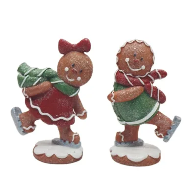 Christmas Gingerbread Man Figurines Resin Christmas Village Gingerbread Man Ornament Europe Custom Figurine Polyresin Figurine